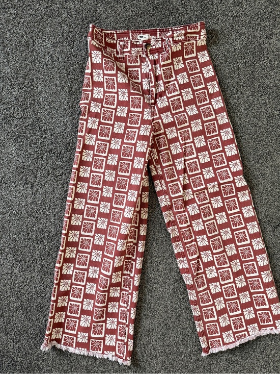 Billabong Pants - Billabong Wide-Leg Printed Pants in Burgundy and Cream